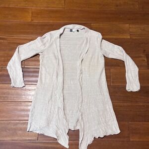 Threads Saks Fifth Avenue 100% Linen Open Front Draped Waterfall Cardigan| Sz Md